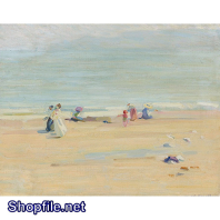 Tranh sơn dầu bờ cát và sóng biển